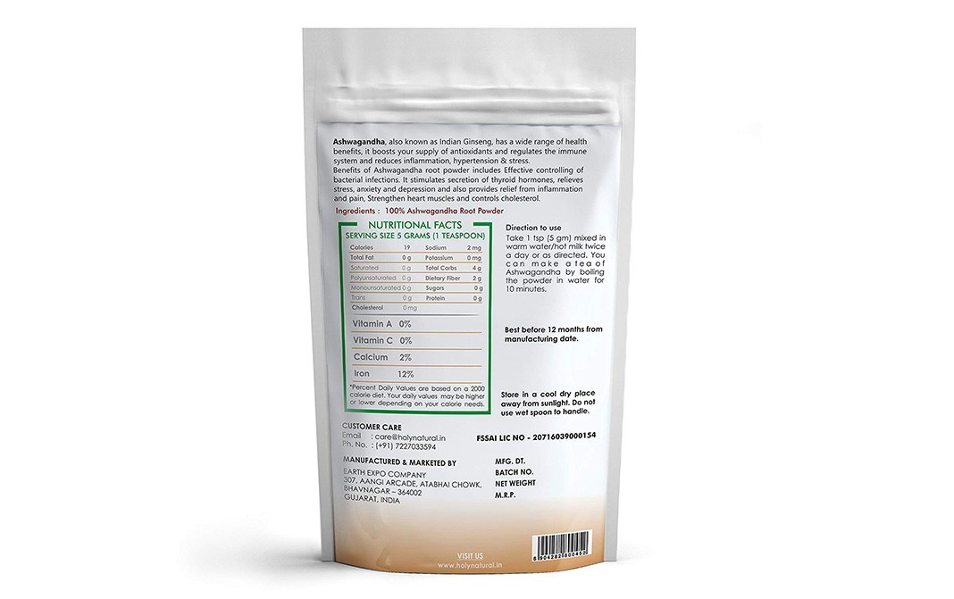Holy Natural Ashwagandha Root Powder    Pack  100 grams